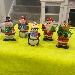 Festive porcelain trinket Christmas Ornaments set